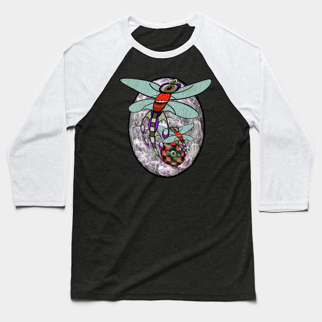 Cosmic Dragonflies Baseball T-Shirt by Zenferren